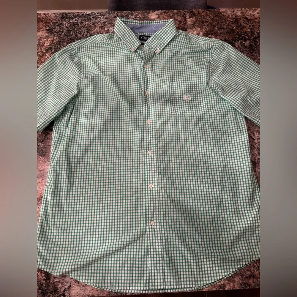 Chaps Green Plaid Casual Shirt - Picture 3 of 8